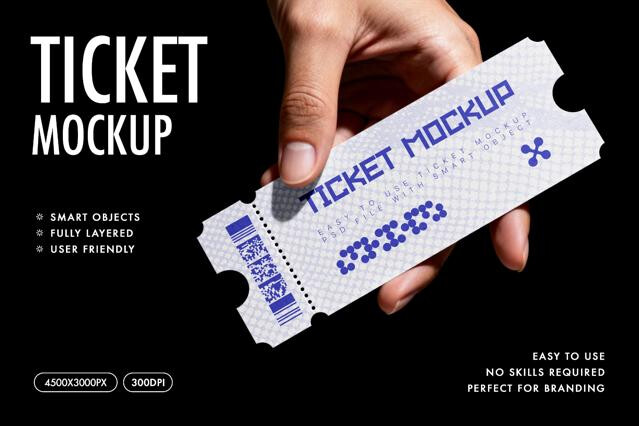 Handheld Concert Ticket Mockup