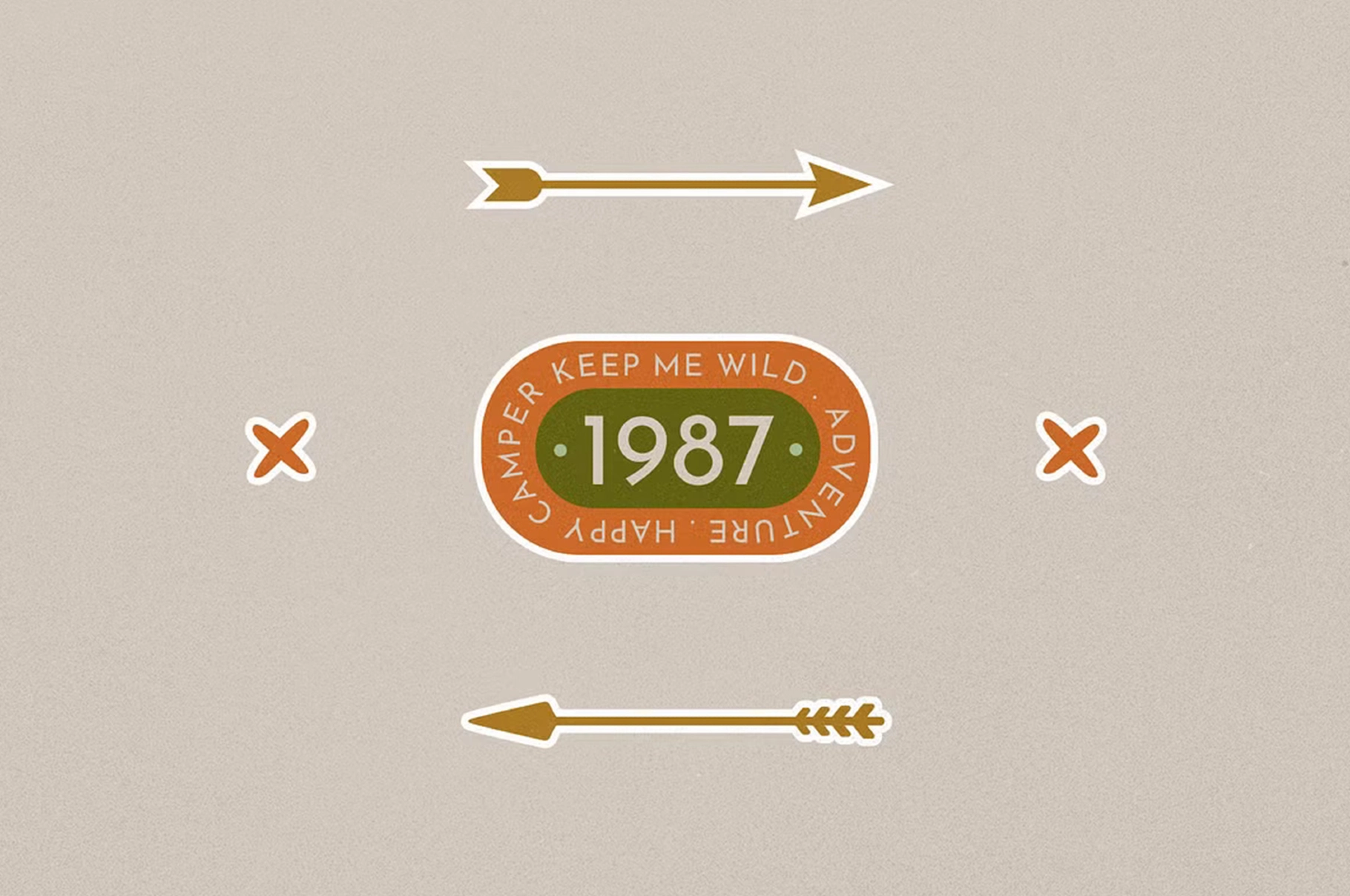 40 Retro Camp Stickers