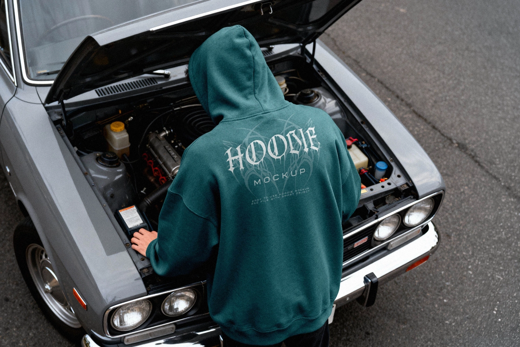 Oversize Hoodie Mockup Back View
