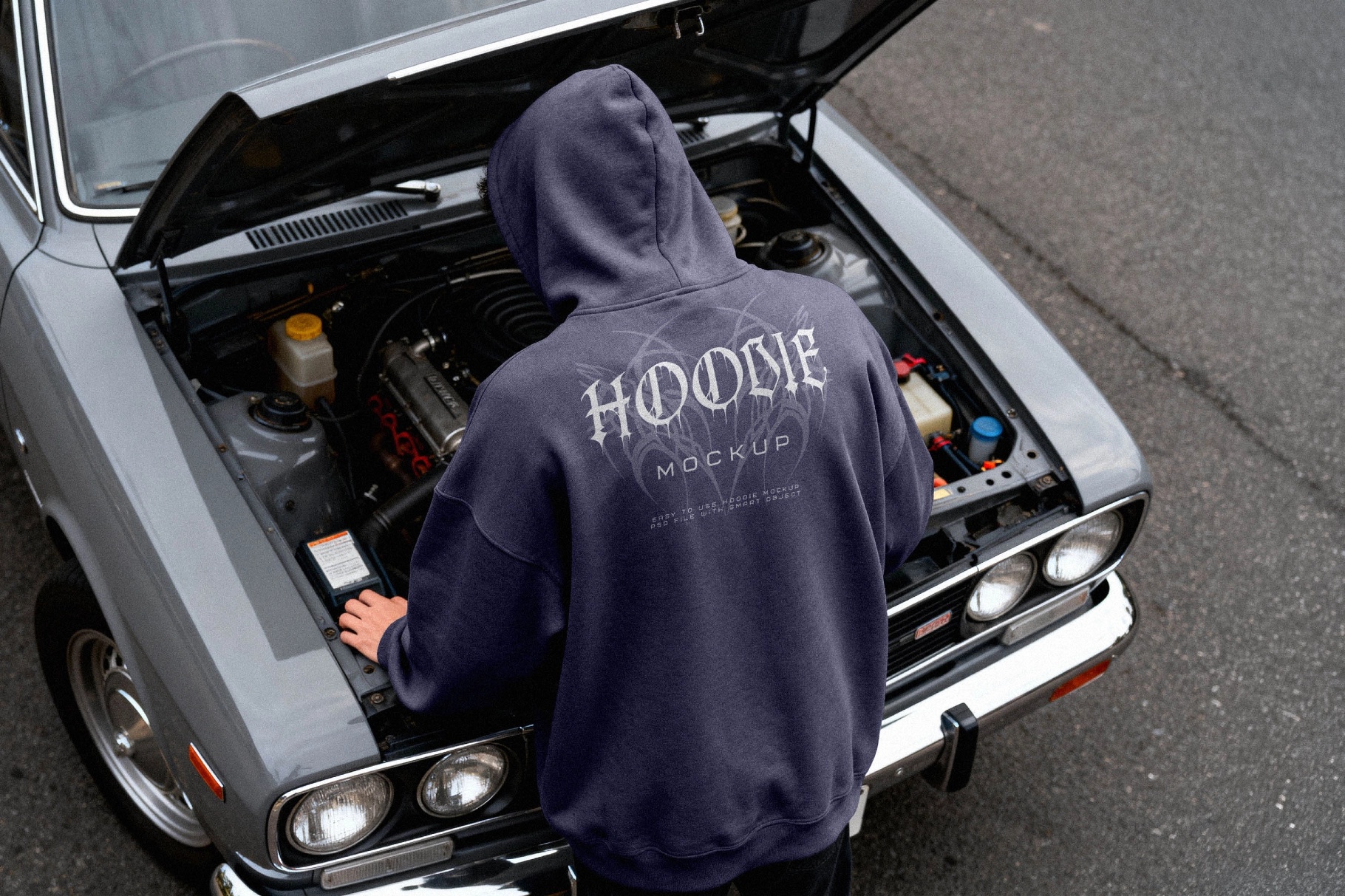 Oversize Hoodie Mockup Back View