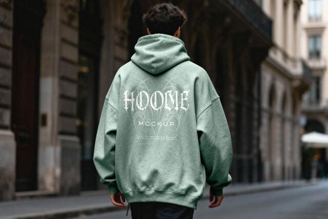Street Hoodie Mockup Back View