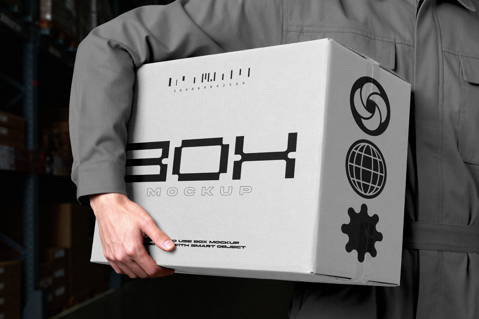 Big Cardboard Delivery Box Mockup