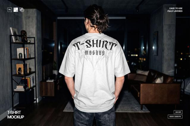 Indoor T-Shirt Mockup Back View