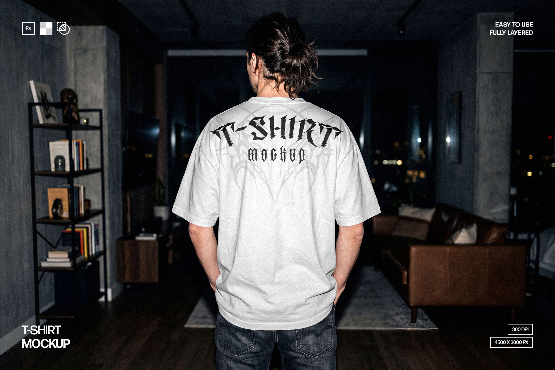 Indoor T-Shirt Mockup Back View