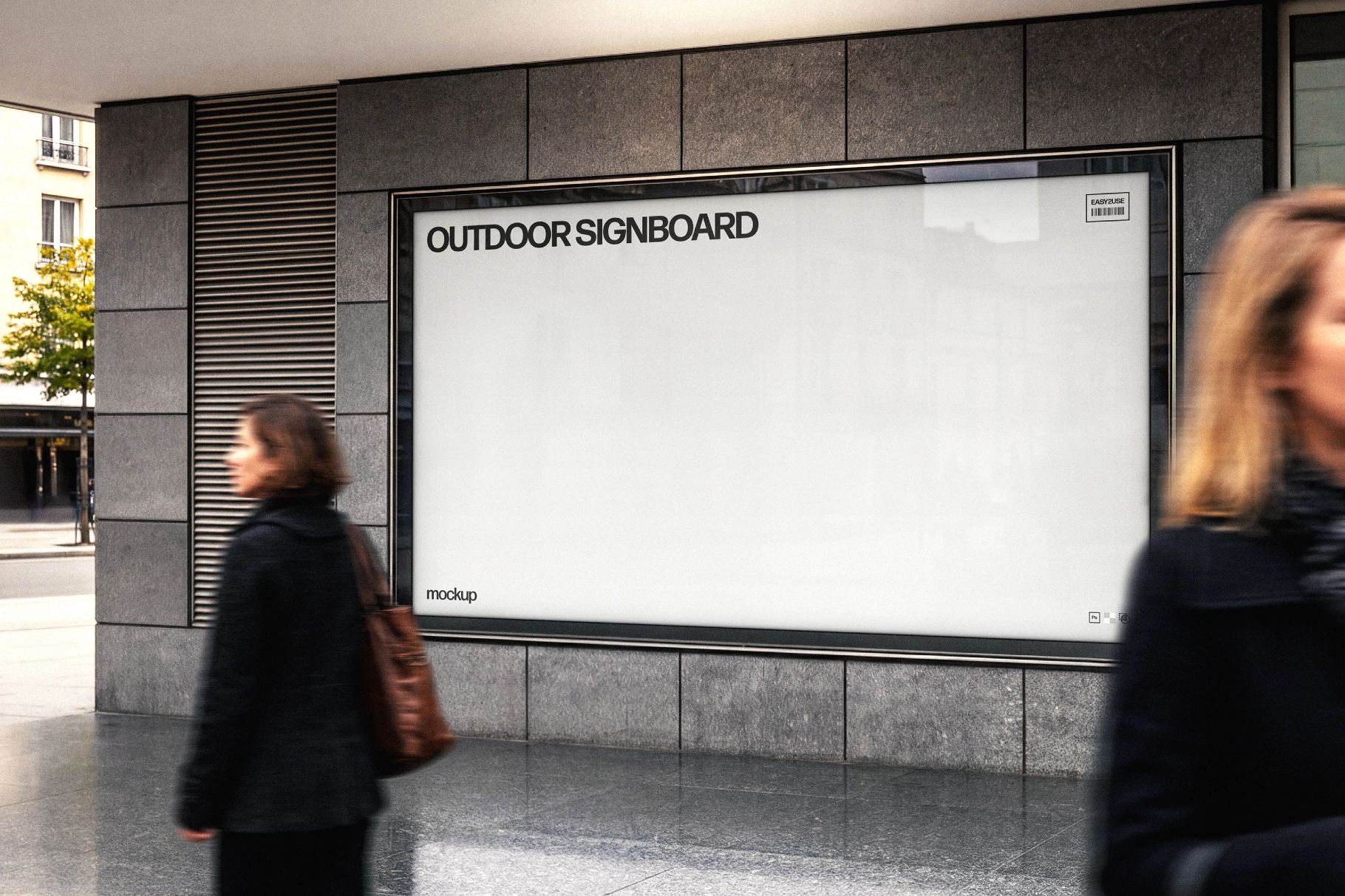 Outdoor Angled Signboard Mockup