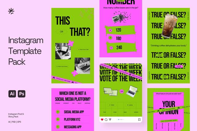 Instagram Q&A Template Pack for Adobe