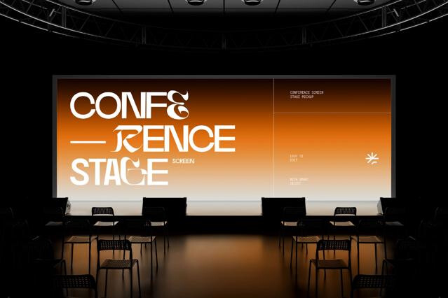 Wide Conference Stage Screen Mockup