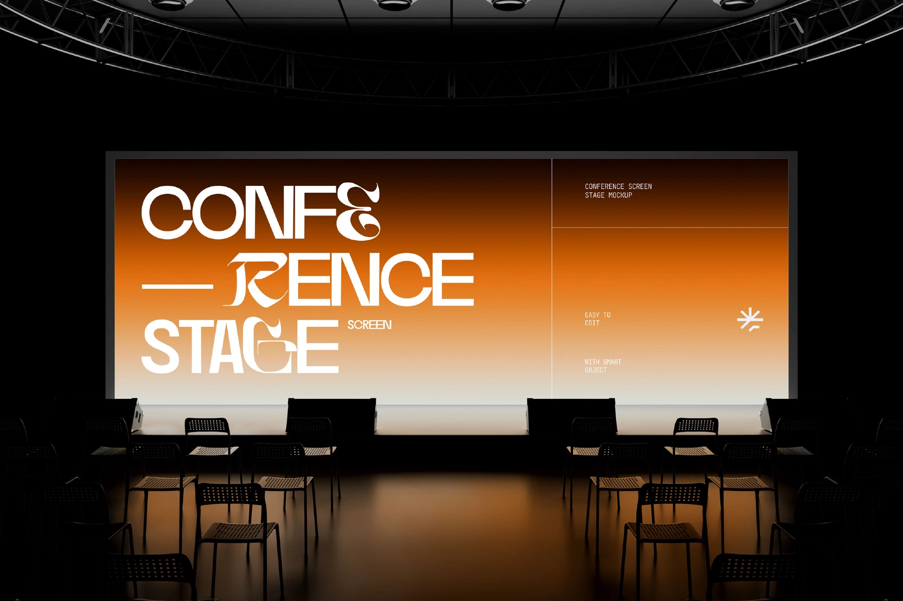 Wide Conference Stage Screen Mockup