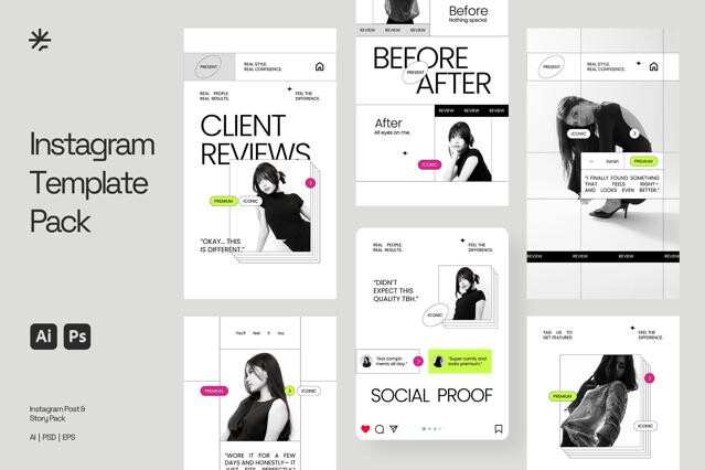 Client Review Instagram Templates for Adobe