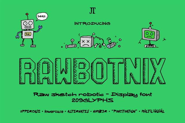 Rawbotnix - Raw Sketch Robotic Font