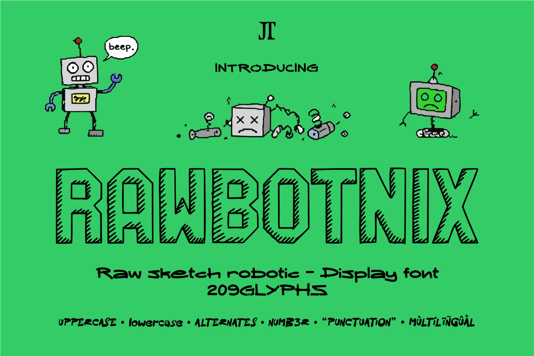Rawbotnix - Raw Sketch Robotic Font