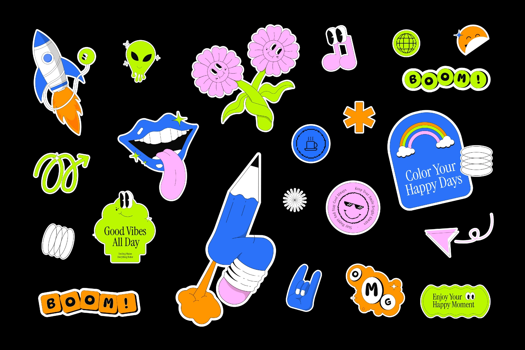 Y2K Aesthetic Sticker Elements