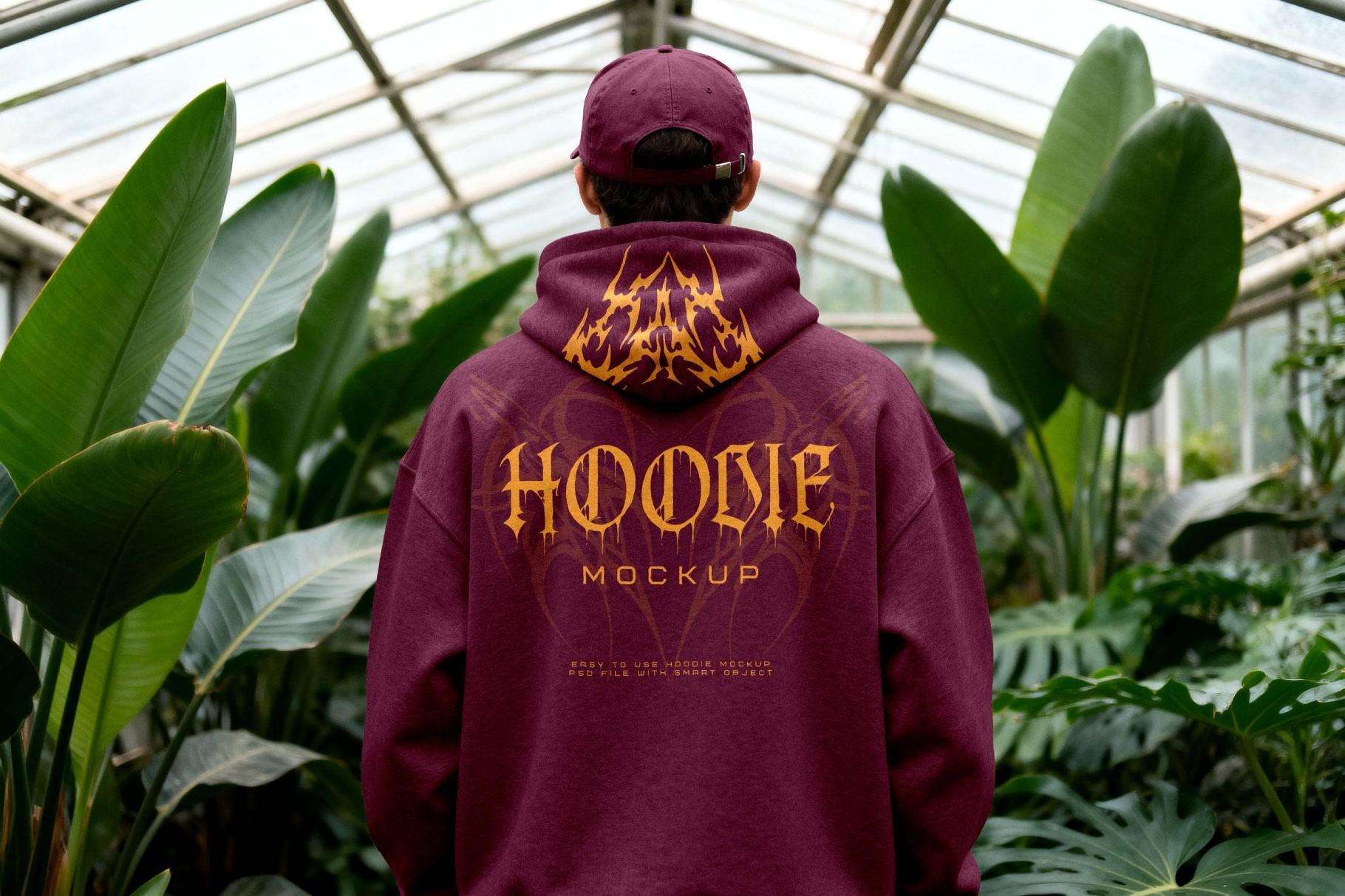 Botanic Back View Hoodie Mockup