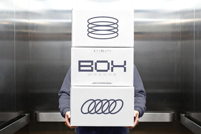 Delivery Box Mockup in Elevator
