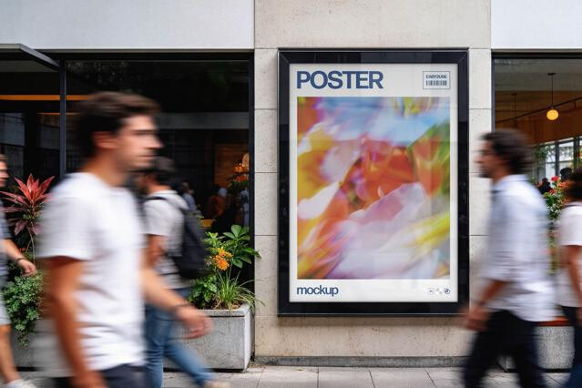 Outdoor Framed Poster Mockup