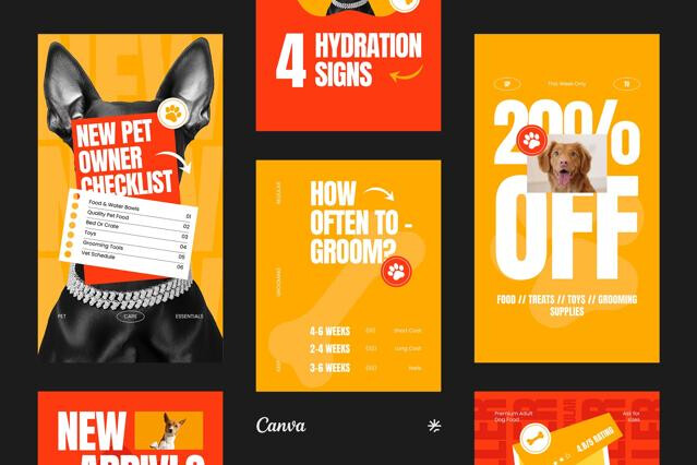 Pet Care Instagram Post & Stories - Canva Template