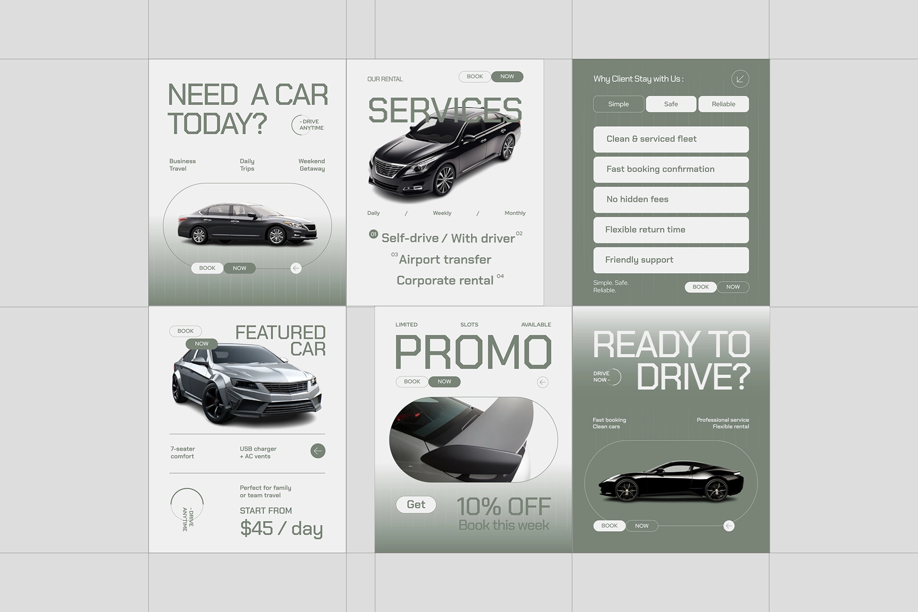 Car Rental Instagram Templates for CANVA