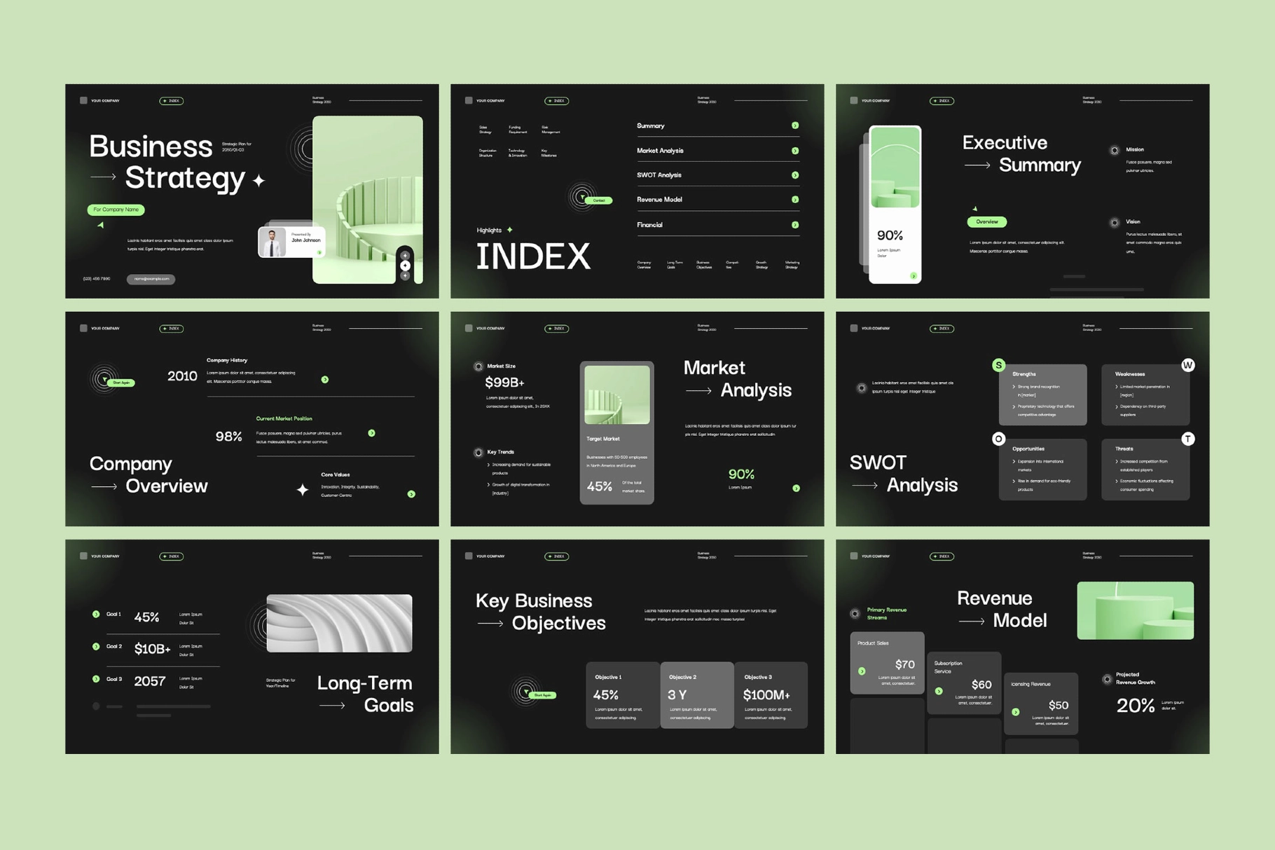 Black&Green Business Strategy Keynote Template