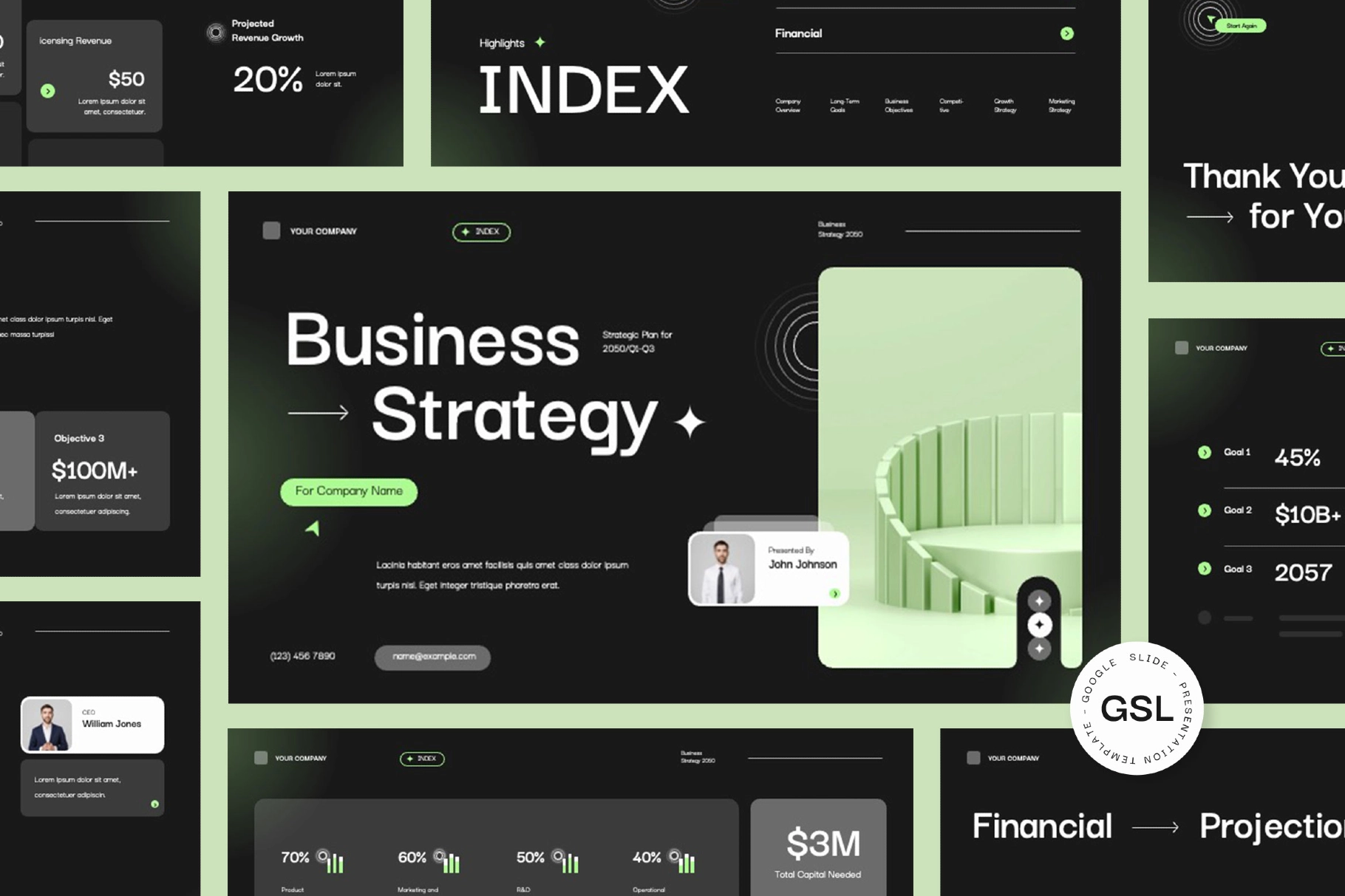 Black&Green Business Strategy G-Slides Template