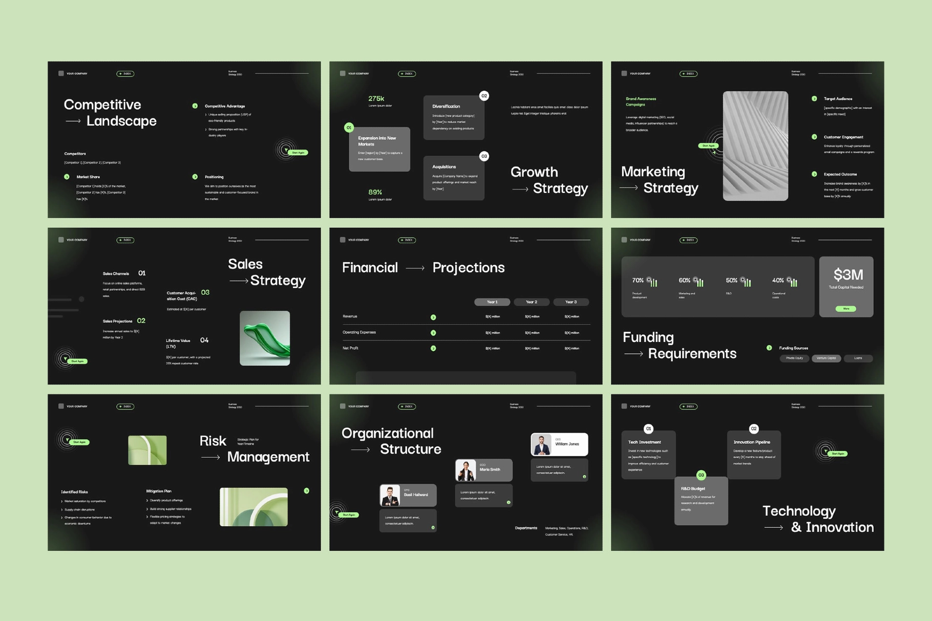 Black&Green Business Strategy G-Slides Template