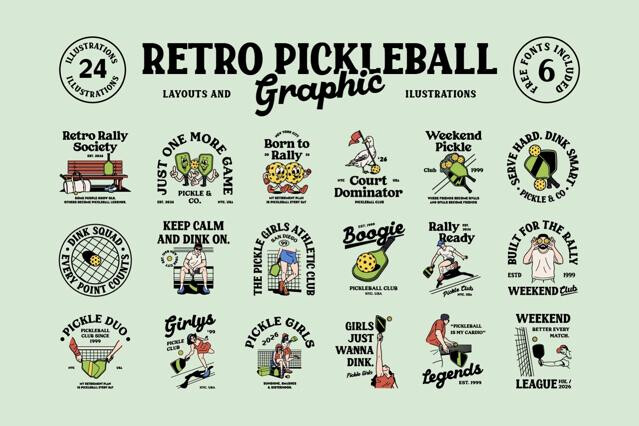 Retro Pickleball Graphic Pack