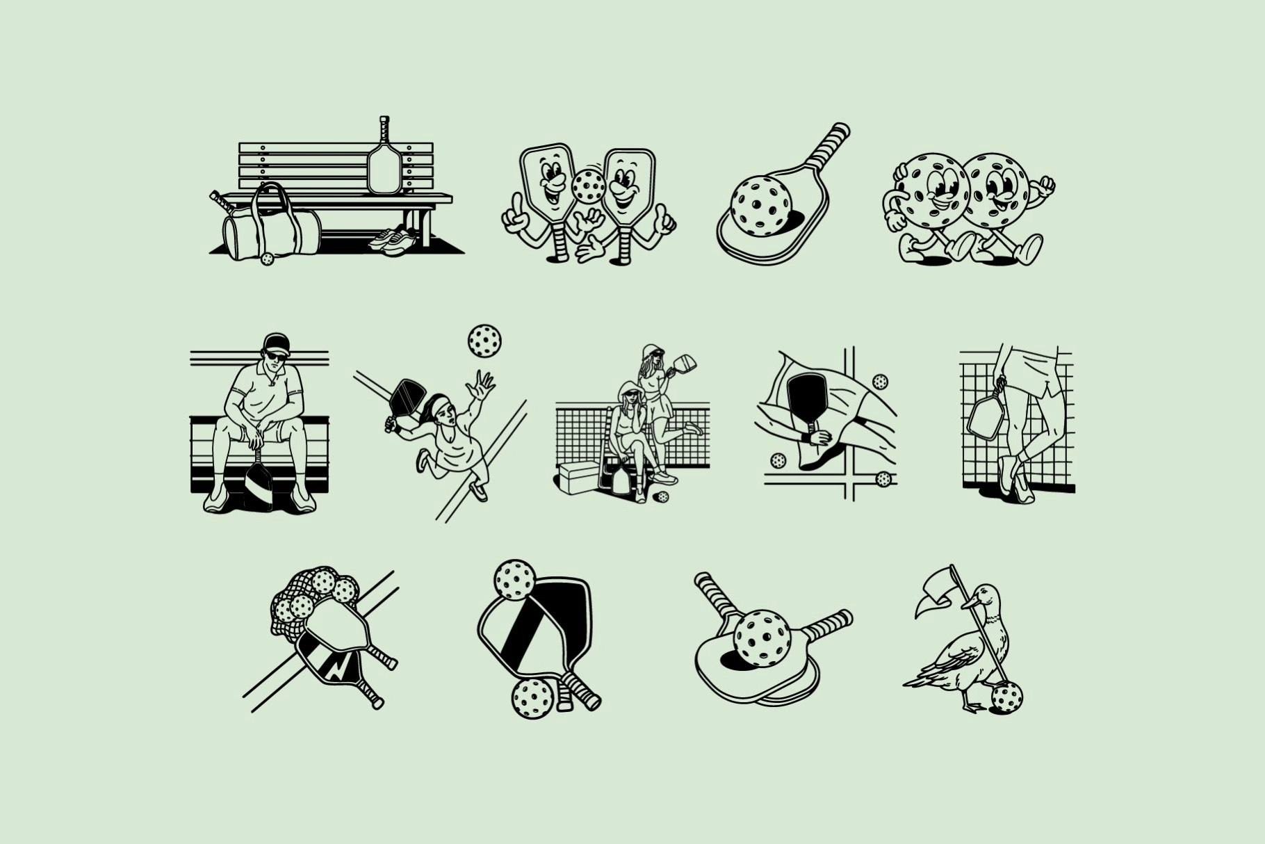 Retro Pickleball Graphic Pack