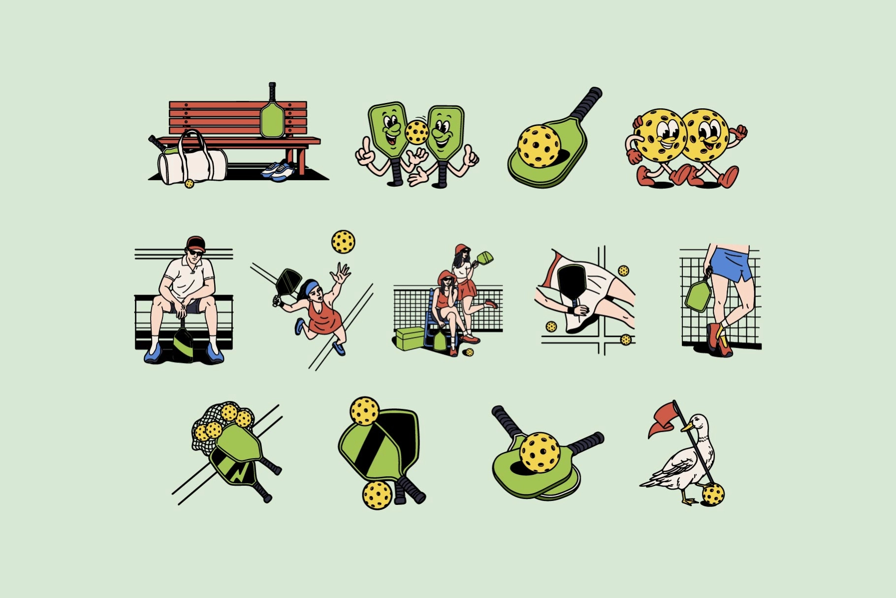 Retro Pickleball Graphic Pack