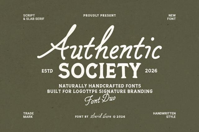 Authentic Society - Vintage Script&Slab Serif Duo