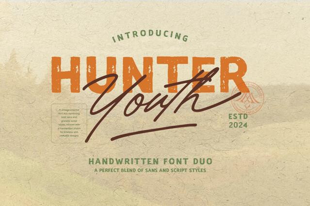 Hunter Youth - Vintage Handwritten Font Duo
