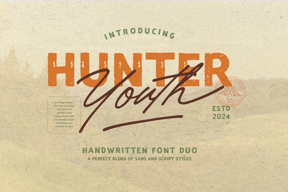Hunter Youth - Vintage Handwritten Font Duo
