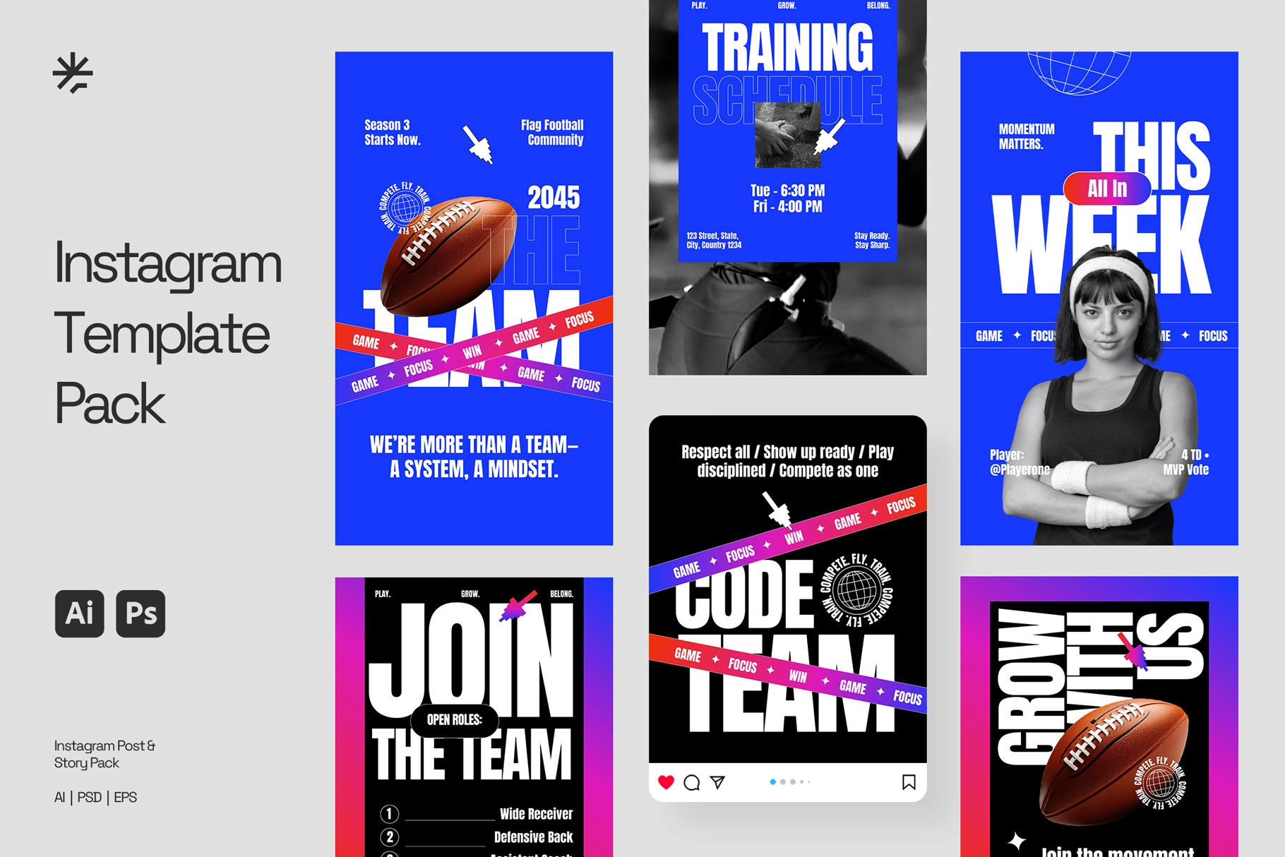 Football Sport Instagram Pack - Adobe Template