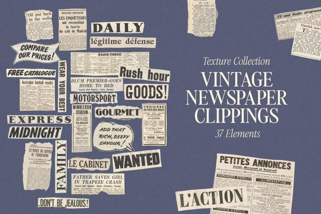 Vintage Newspaper Clippings Texture Pack