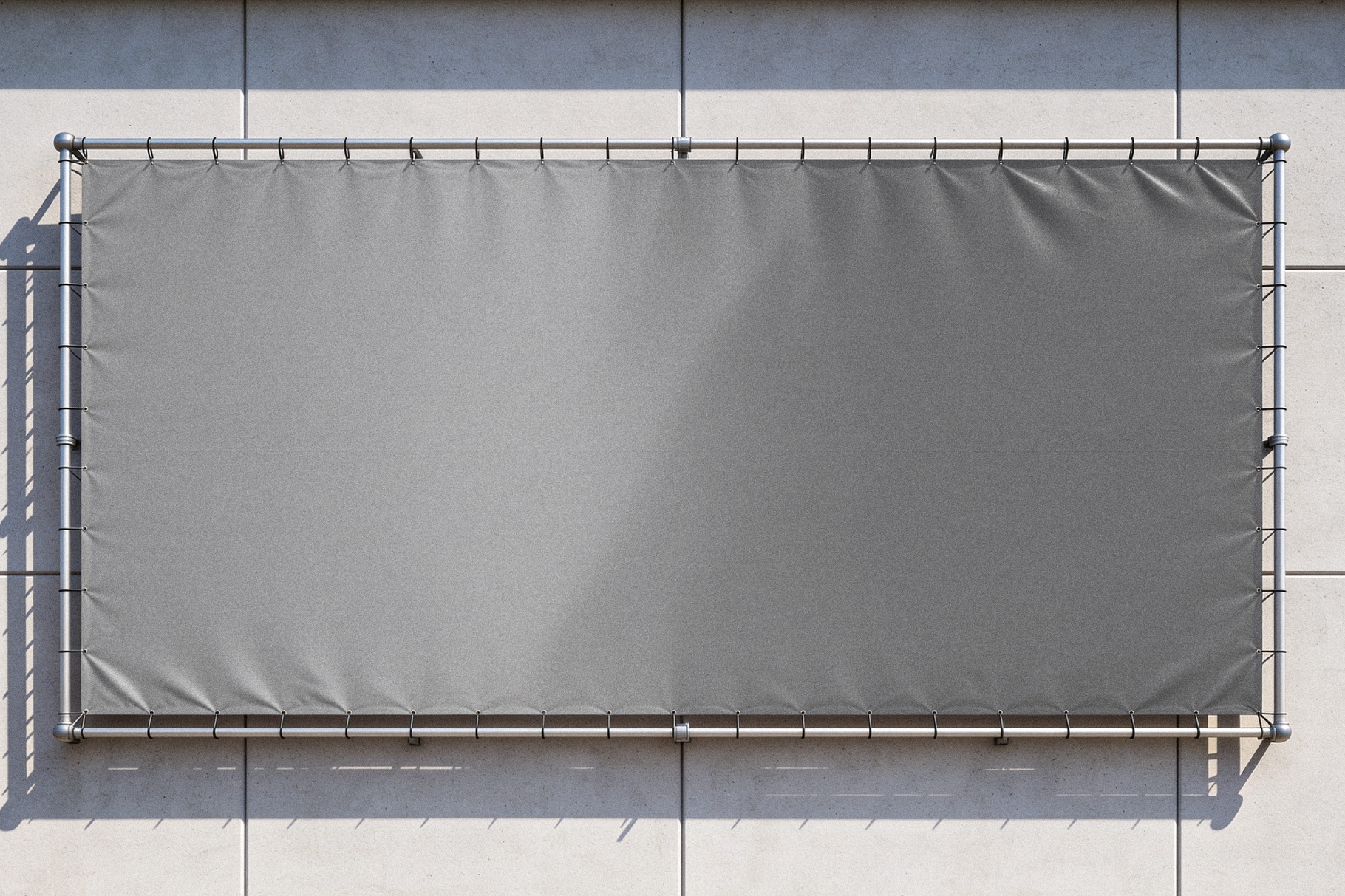 Horizontal Fabric Banner Mockup on Wall