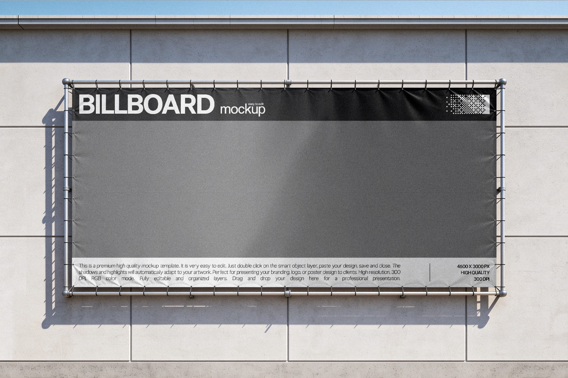 Horizontal Fabric Banner Mockup on Wall