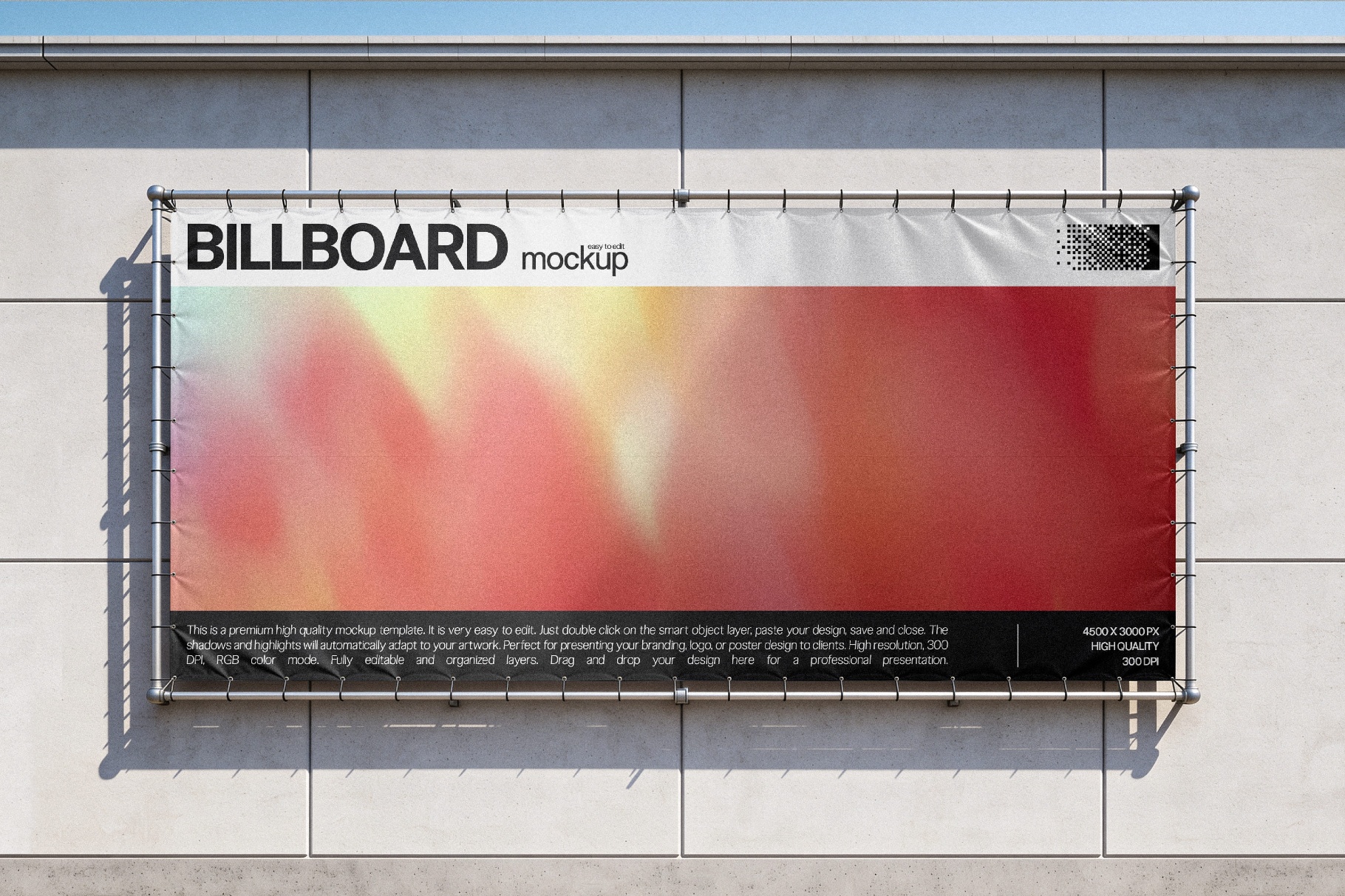 Horizontal Fabric Banner Mockup on Wall