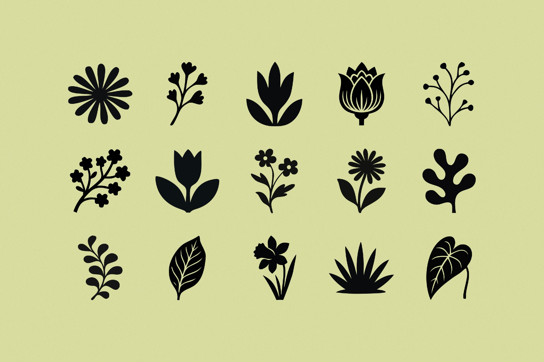 Flora Elements: 208 Botanical Shapes