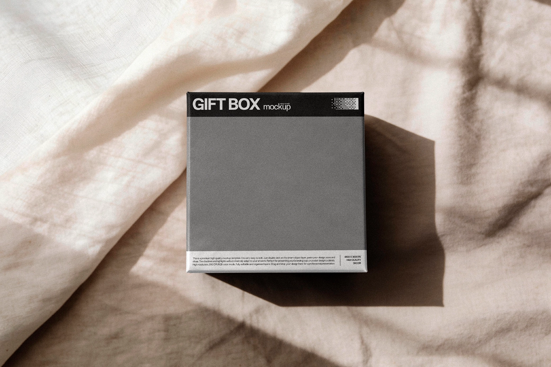 Gift Box Mockup on Linen