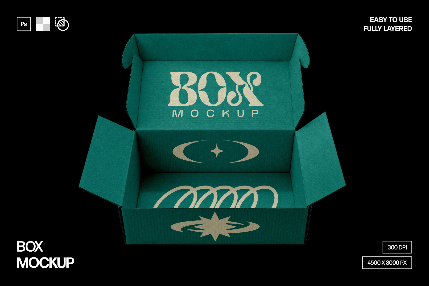 Open Cardboard Box Mockup