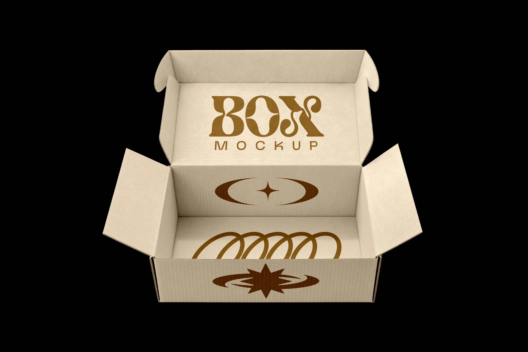 Open Cardboard Box Mockup