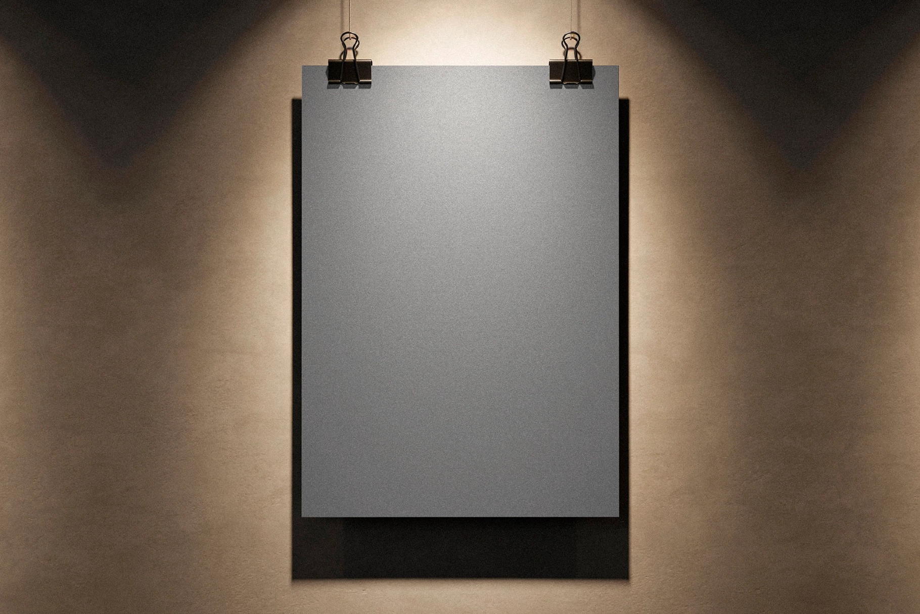 Hanging Poster Mockup with Binder Clips
