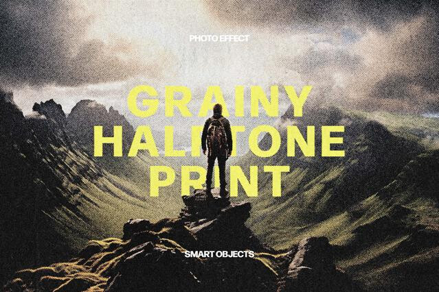 Grainy Halftone Print Photo Effect