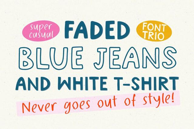 Faded Blue Jeans: Handwritten Sans Outline Display