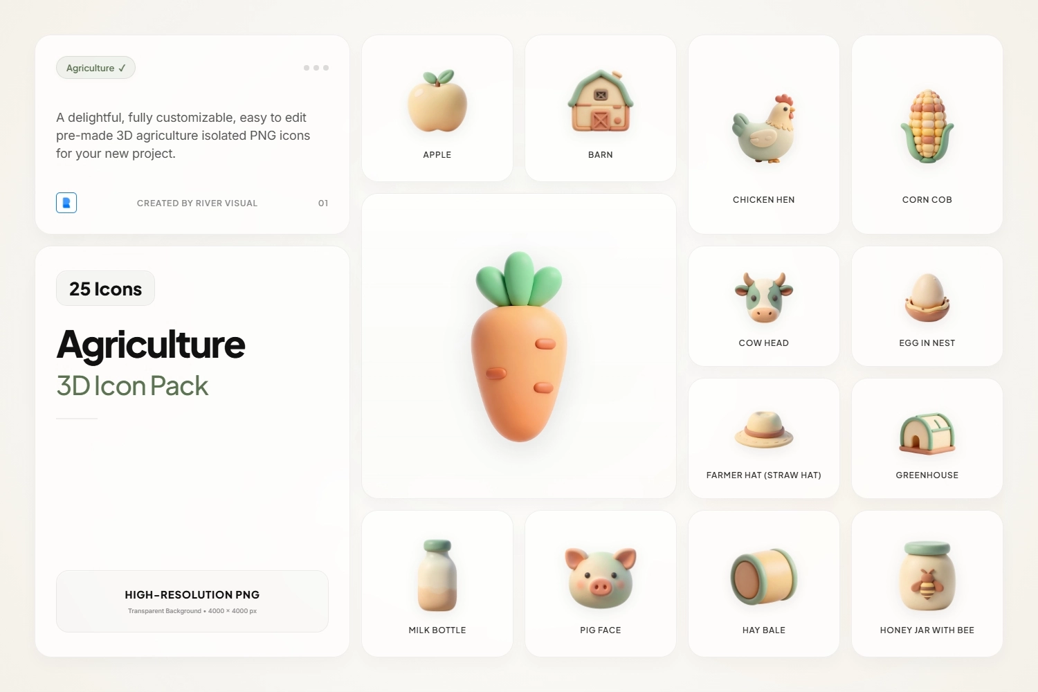 3D Agriculture Icons Pack