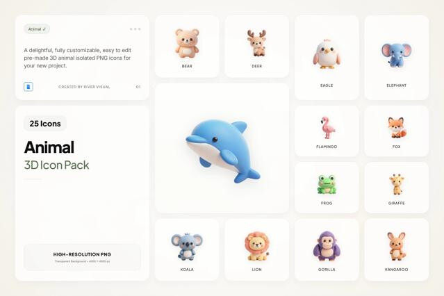 3D Animal Icon Pack