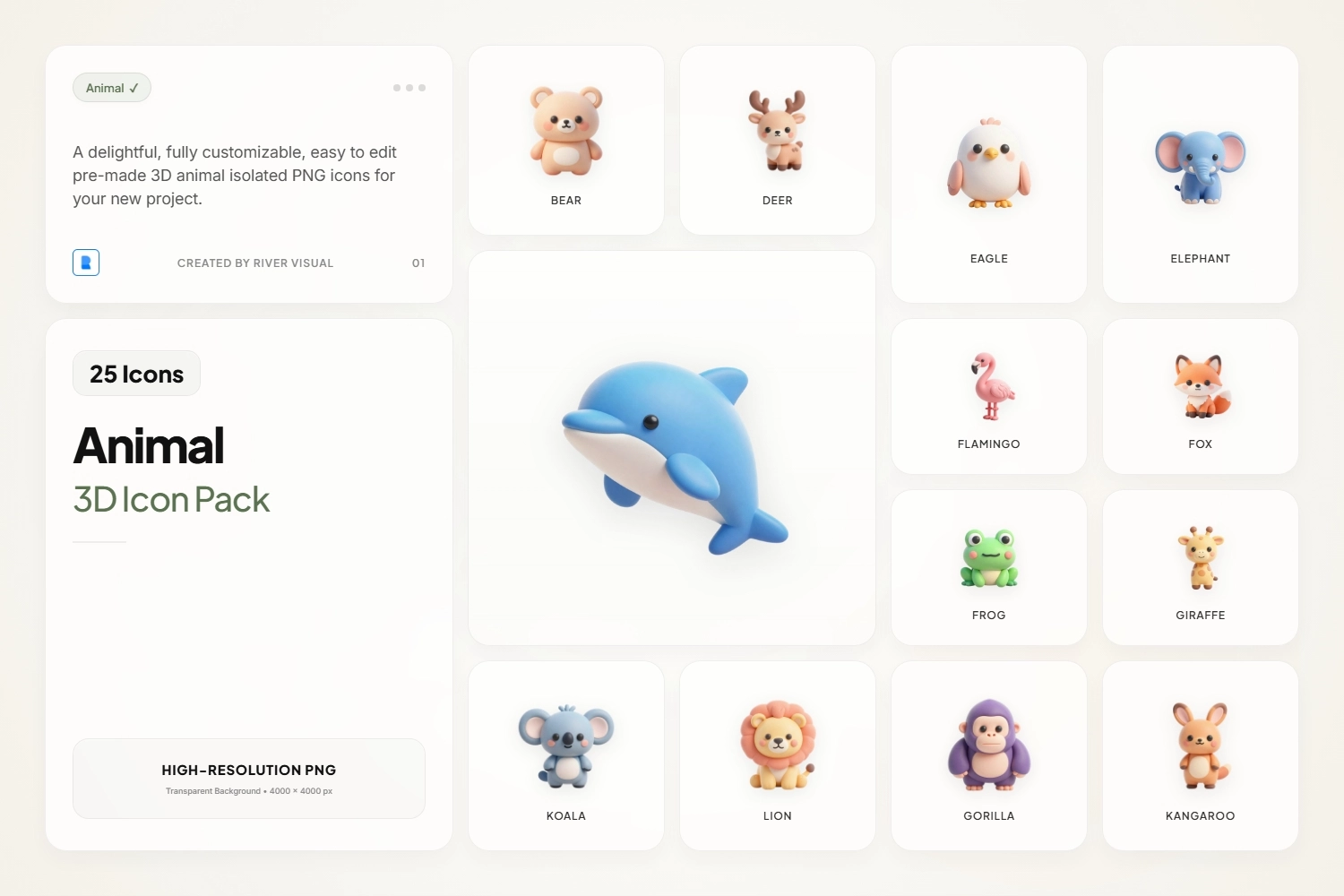 3D Animal Icon Pack