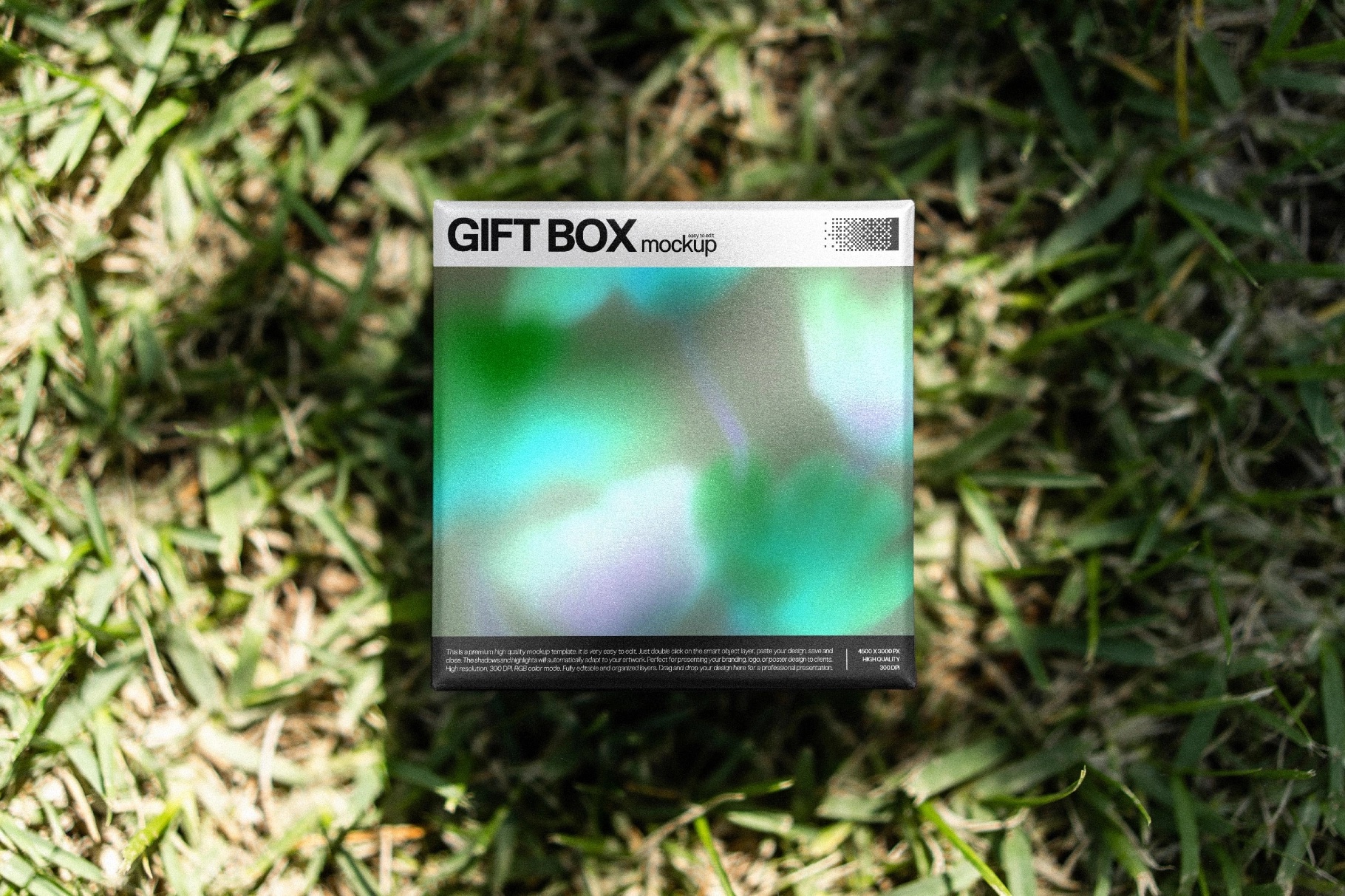 Gift Box Mockup on Grass