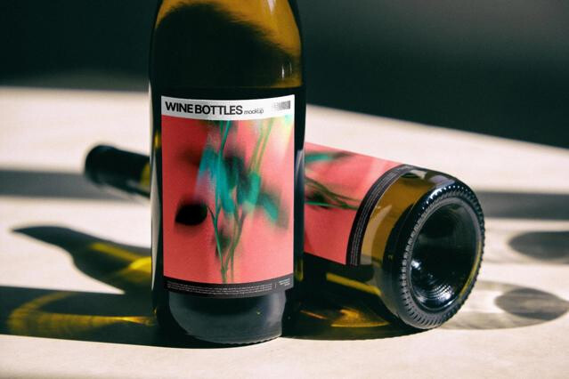 Wine Bottles Mockup on Marble