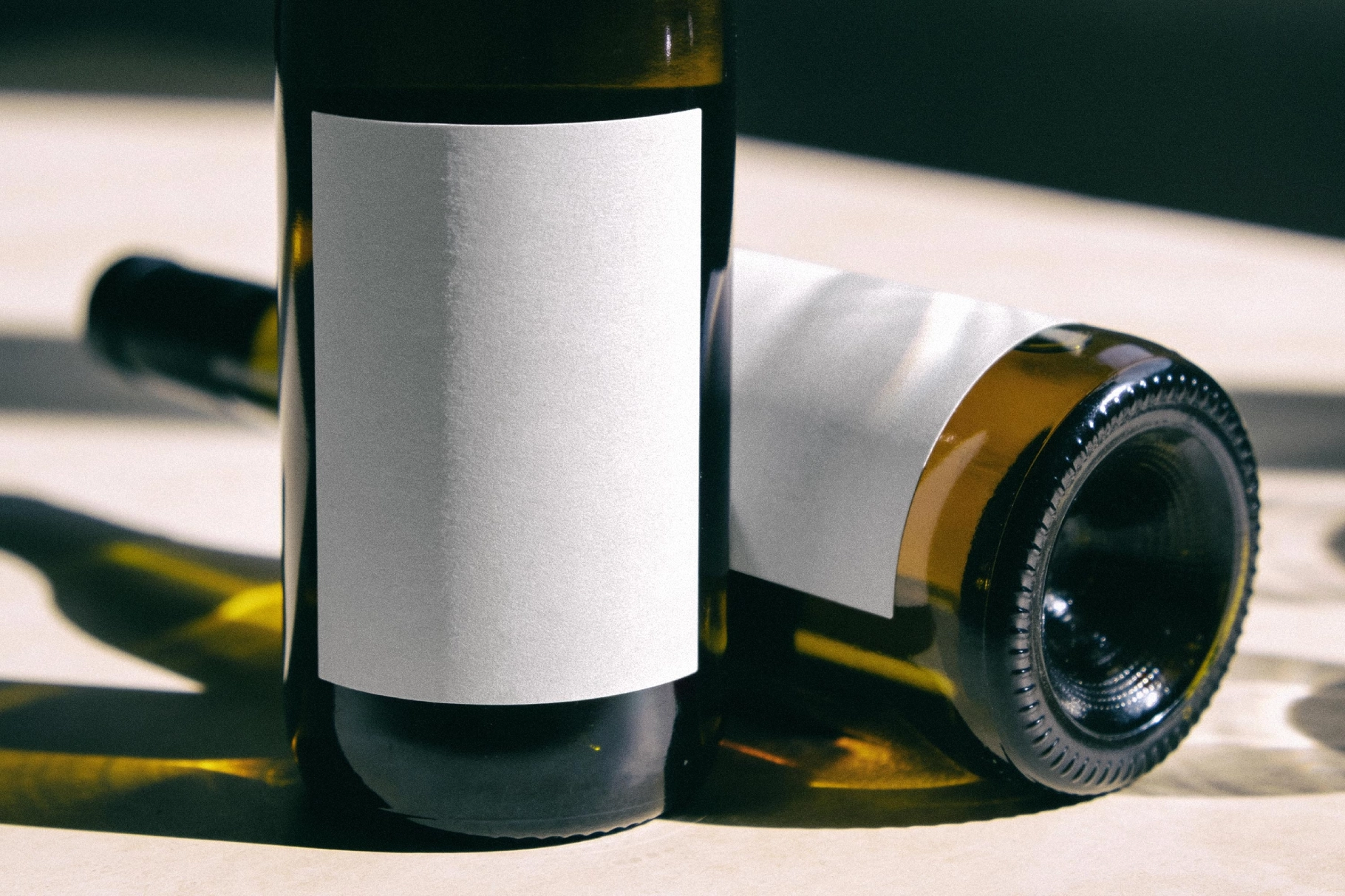 Wine Bottles Mockup on Marble