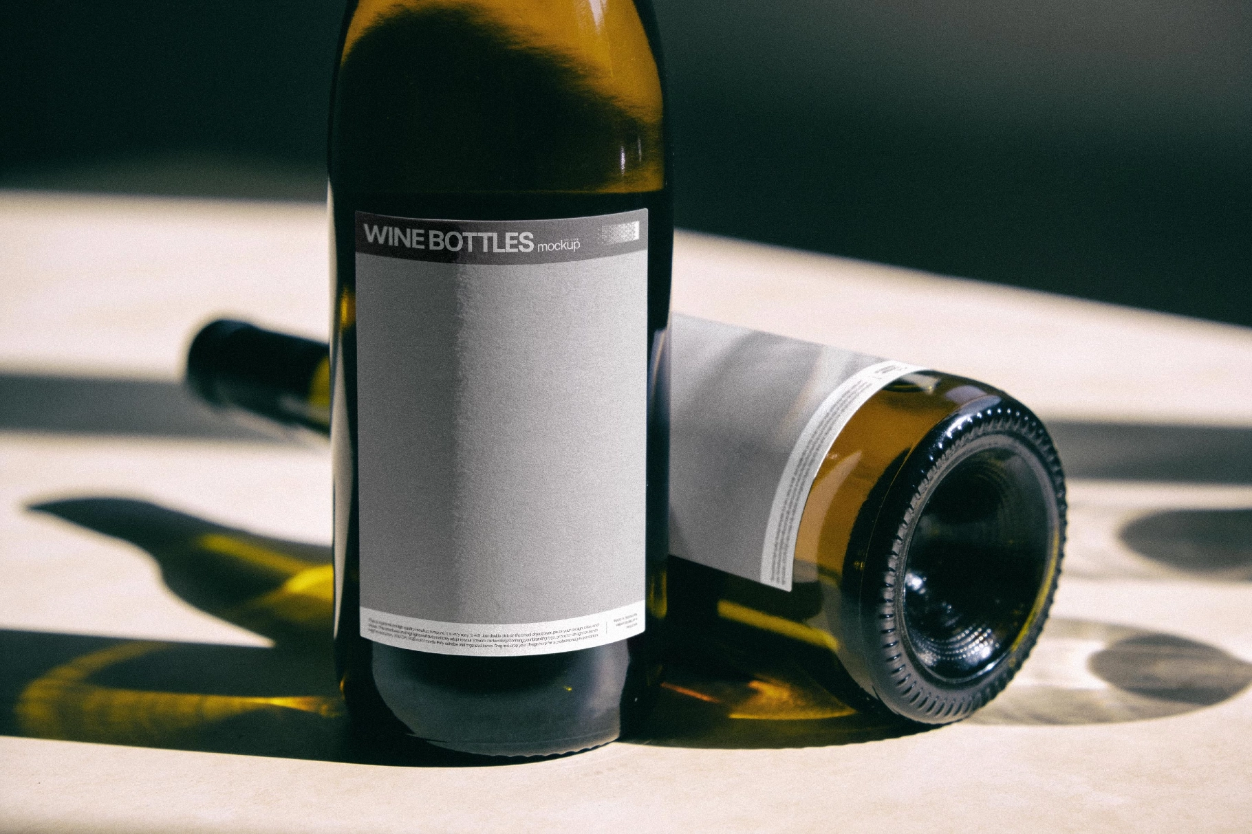 Wine Bottles Mockup on Marble
