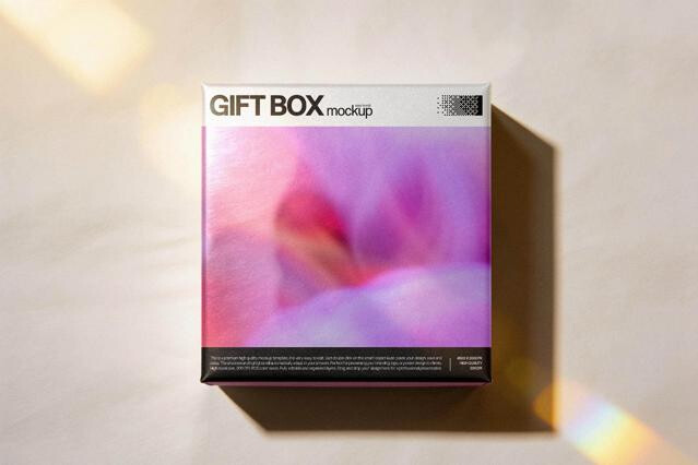 Square Gift Box Mockup Top View